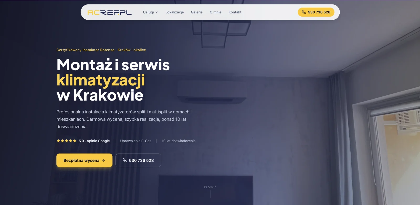 Strona internetowa firmy montującej klimatyzację w Krakowie – przykład realizacji