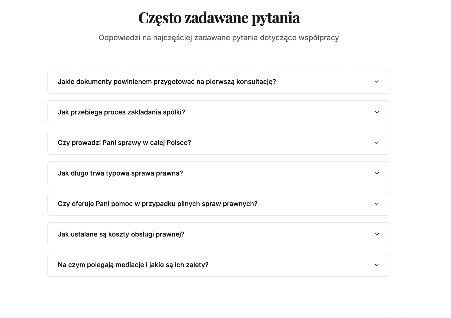 Sekcja FAQ – często zadawane pytania