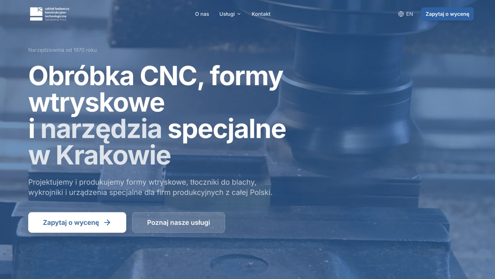 Zrzut ekranu – Strona i wizytówka dla narzędziowni – ZBKT Kraków